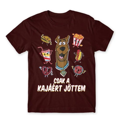 Bordó Scooby-Doo férfi rövid ujjú póló - Csak a kajáért jöttem