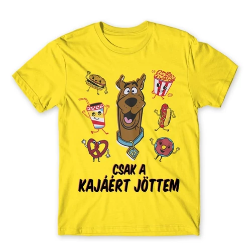 Citromsárga Scooby-Doo férfi rövid ujjú póló - Csak a kajáért jöttem