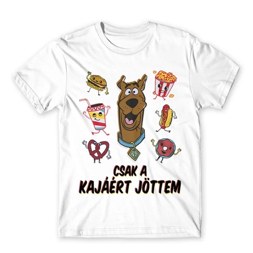 Fehér Scooby-Doo férfi rövid ujjú póló - Csak a kajáért jöttem