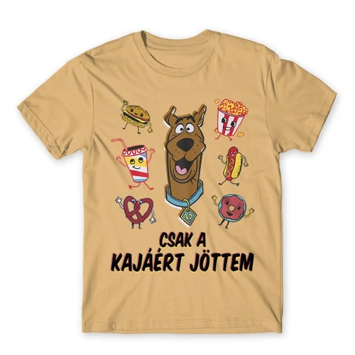 Homok Scooby-Doo férfi rövid ujjú póló - Csak a kajáért jöttem