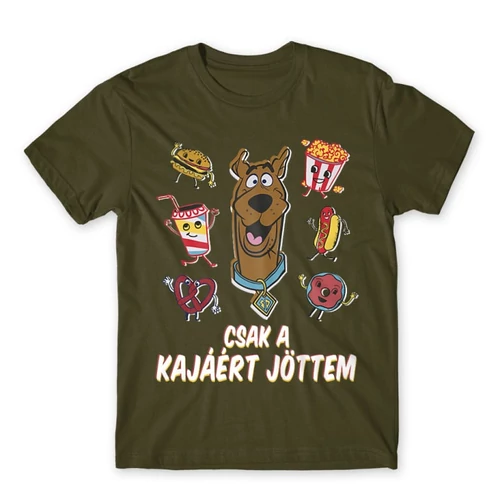 Khaki Scooby-Doo férfi rövid ujjú póló - Csak a kajáért jöttem