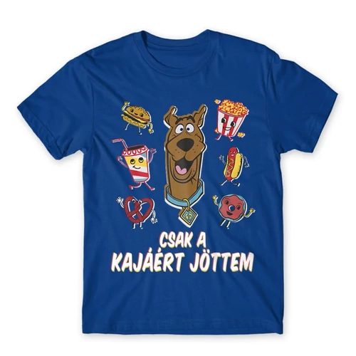 Királykék Scooby-Doo férfi rövid ujjú póló - Csak a kajáért jöttem