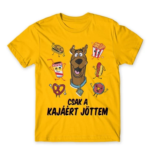 Sárga Scooby-Doo férfi rövid ujjú póló - Csak a kajáért jöttem