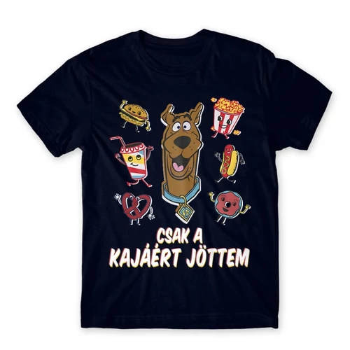 Sötétkék Scooby-Doo férfi rövid ujjú póló - Csak a kajáért jöttem