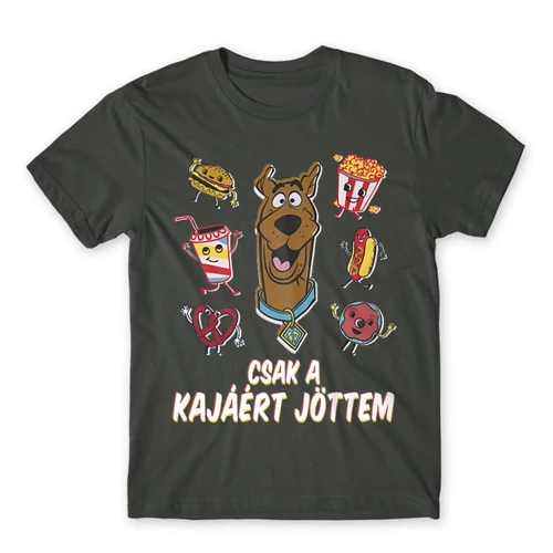 Sötétszürke Scooby-Doo férfi rövid ujjú póló - Csak a kajáért jöttem