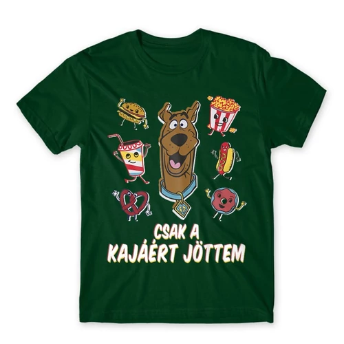 Sötétzöld Scooby-Doo férfi rövid ujjú póló - Csak a kajáért jöttem