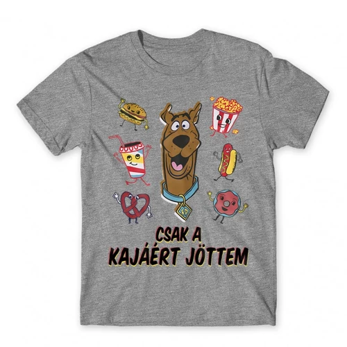 Sportszürke Scooby-Doo férfi rövid ujjú póló - Csak a kajáért jöttem