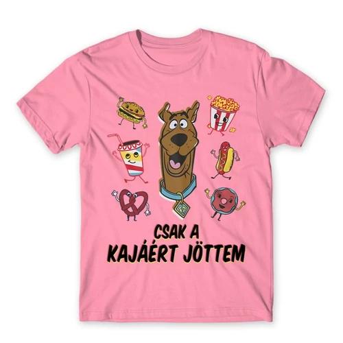 Világos rózsaszín Scooby-Doo férfi rövid ujjú póló - Csak a kajáért jöttem