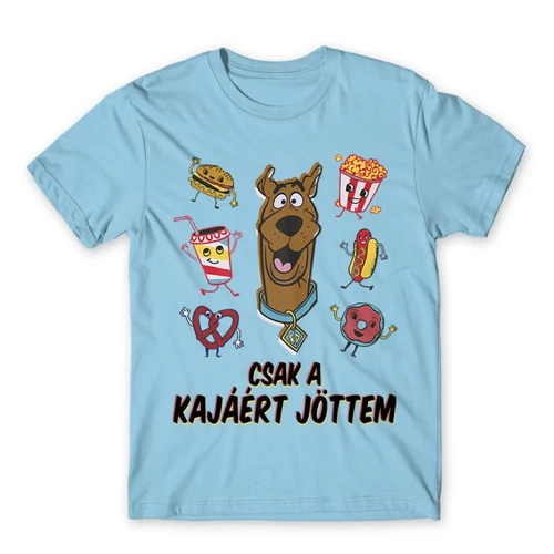 Világoskék Scooby-Doo férfi rövid ujjú póló - Csak a kajáért jöttem