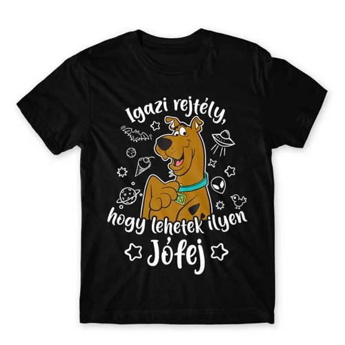 Fekete Scooby-Doo férfi rövid ujjú póló - Igazi rejtély, hogy lehetek ilyen jófej