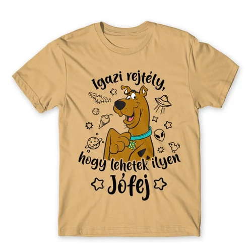 Homok Scooby-Doo férfi rövid ujjú póló - Igazi rejtély, hogy lehetek ilyen jófej