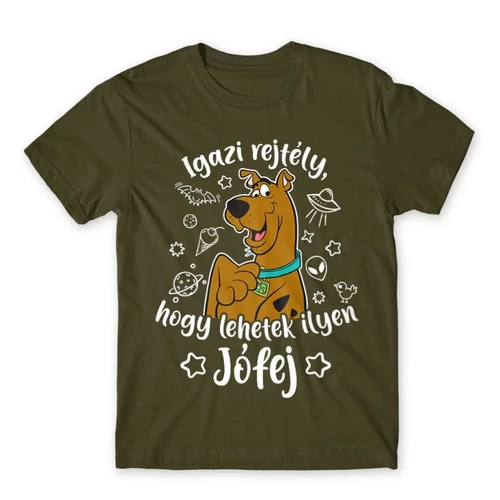Khaki Scooby-Doo férfi rövid ujjú póló - Igazi rejtély, hogy lehetek ilyen jófej