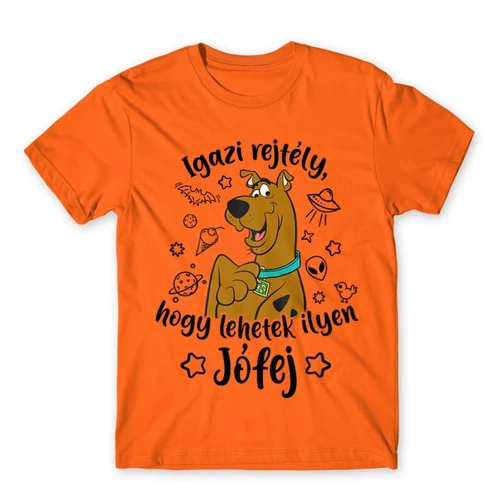 Narancs Scooby-Doo férfi rövid ujjú póló - Igazi rejtély, hogy lehetek ilyen jófej
