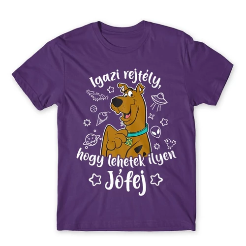Sötétlila Scooby-Doo férfi rövid ujjú póló - Igazi rejtély, hogy lehetek ilyen jófej