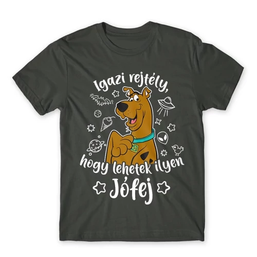 Sötétszürke Scooby-Doo férfi rövid ujjú póló - Igazi rejtély, hogy lehetek ilyen jófej