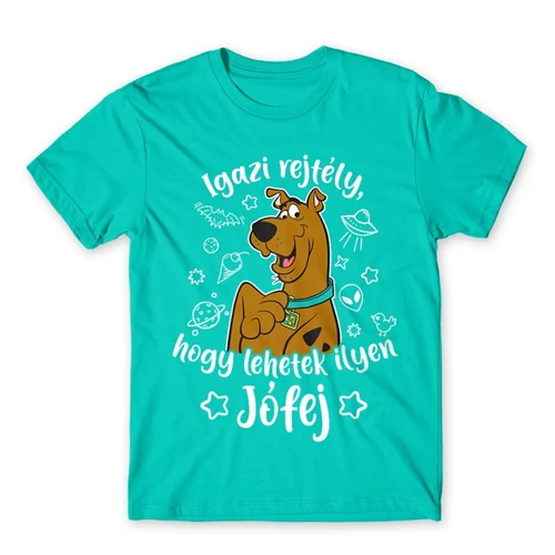 Türkiz Scooby-Doo férfi rövid ujjú póló - Igazi rejtély, hogy lehetek ilyen jófej