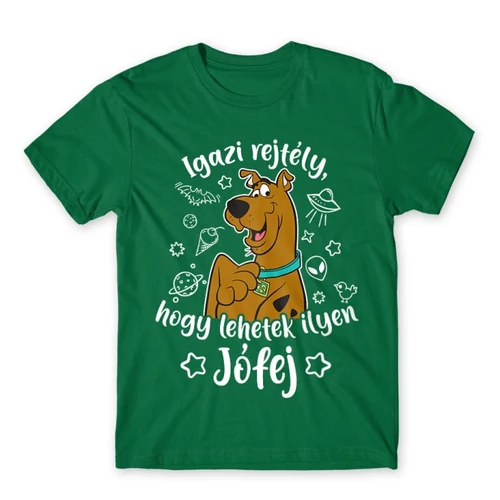 Zöld Scooby-Doo férfi rövid ujjú póló - Igazi rejtély, hogy lehetek ilyen jófej