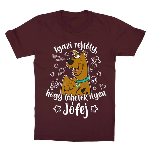 Bordó Scooby-Doo gyerek rövid ujjú póló - Igazi rejtély, hogy lehetek ilyen jófej