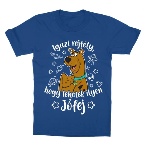 Királykék Scooby-Doo gyerek rövid ujjú póló - Igazi rejtély, hogy lehetek ilyen jófej