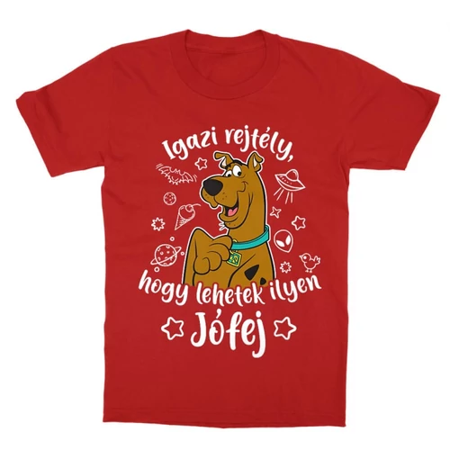 Piros Scooby-Doo gyerek rövid ujjú póló - Igazi rejtély, hogy lehetek ilyen jófej