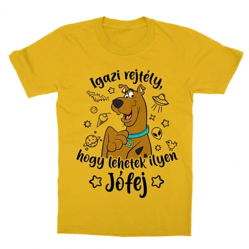 Sárga Scooby-Doo gyerek rövid ujjú póló - Igazi rejtély, hogy lehetek ilyen jófej