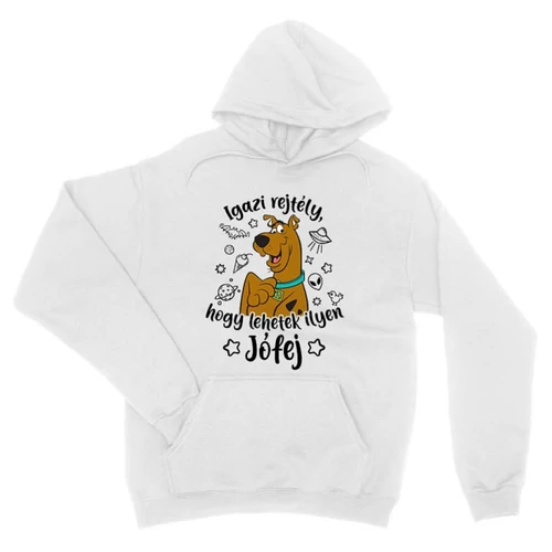 Fehér Scooby-Doo unisex kapucnis pulóver - Igazi rejtély, hogy lehetek ilyen jófej