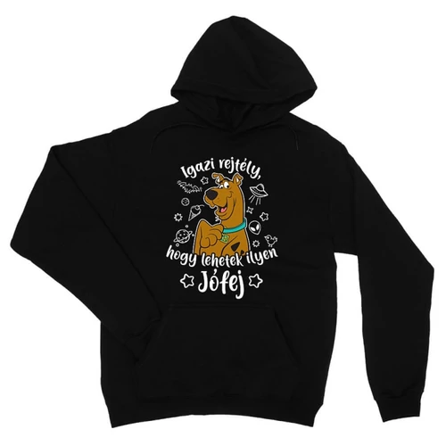 Fekete Scooby-Doo unisex kapucnis pulóver - Igazi rejtély, hogy lehetek ilyen jófej