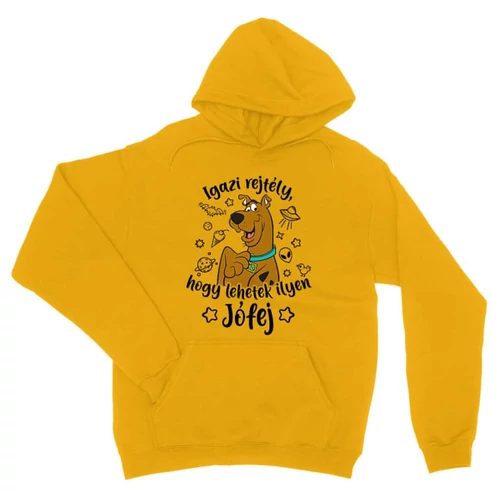 Sárga Scooby-Doo unisex kapucnis pulóver - Igazi rejtély, hogy lehetek ilyen jófej