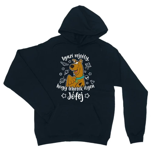 Sötétkék Scooby-Doo unisex kapucnis pulóver - Igazi rejtély, hogy lehetek ilyen jófej