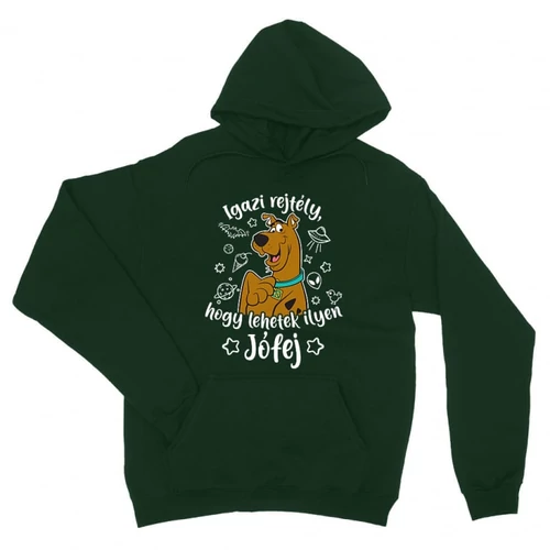 Sötétzöld Scooby-Doo unisex kapucnis pulóver - Igazi rejtély, hogy lehetek ilyen jófej