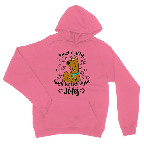 Világos rózsaszín Scooby-Doo unisex kapucnis pulóver - Igazi rejtély, hogy lehetek ilyen jófej