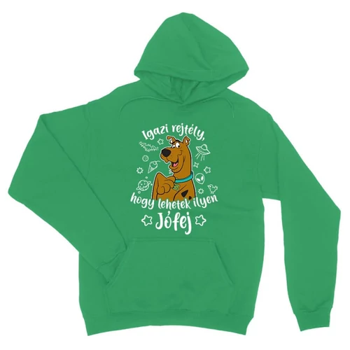 Zöld Scooby-Doo unisex kapucnis pulóver - Igazi rejtély, hogy lehetek ilyen jófej