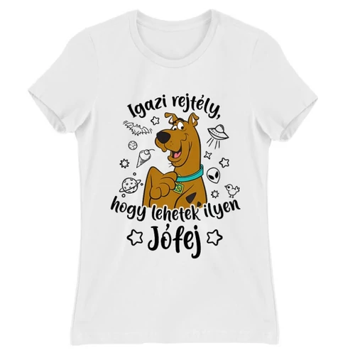 Fehér Scooby-Doo női rövid ujjú póló - Igazi rejtély, hogy lehetek ilyen jófej