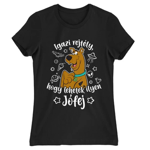 Fekete Scooby-Doo női rövid ujjú póló - Igazi rejtély, hogy lehetek ilyen jófej