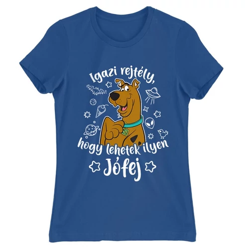 Királykék Scooby-Doo női rövid ujjú póló - Igazi rejtély, hogy lehetek ilyen jófej
