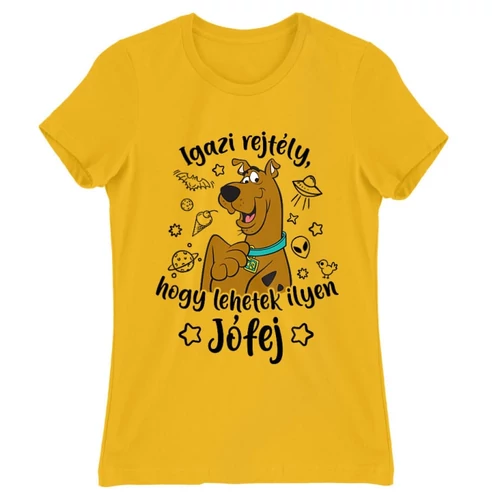Sárga Scooby-Doo női rövid ujjú póló - Igazi rejtély, hogy lehetek ilyen jófej