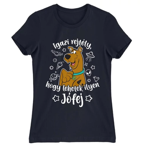 Sötétkék Scooby-Doo női rövid ujjú póló - Igazi rejtély, hogy lehetek ilyen jófej
