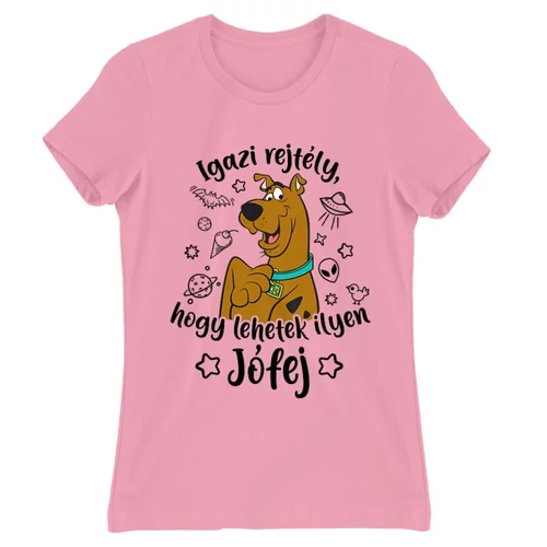 Világos rózsaszín Scooby-Doo női rövid ujjú póló - Igazi rejtély, hogy lehetek ilyen jófej