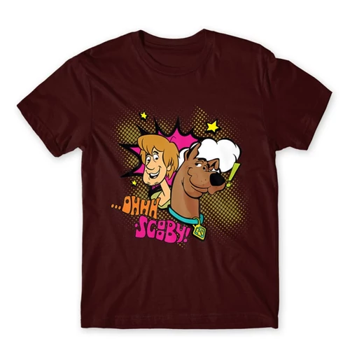 Bordó Scooby-Doo férfi rövid ujjú póló - Ohhh Scooby!