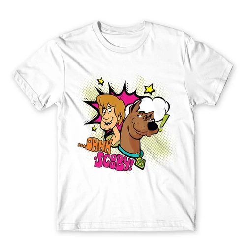 Fehér Scooby-Doo férfi rövid ujjú póló - Ohhh Scooby!