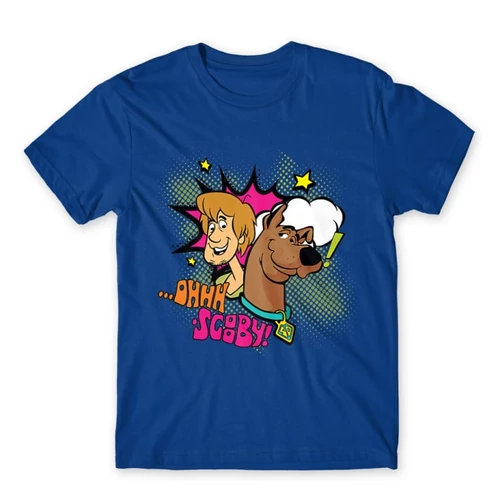 Királykék Scooby-Doo férfi rövid ujjú póló - Ohhh Scooby!