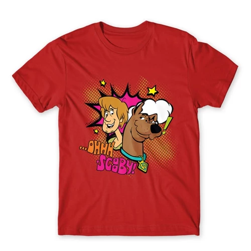 Piros Scooby-Doo férfi rövid ujjú póló - Ohhh Scooby!