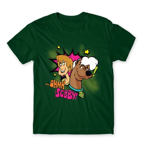 Sötétzöld Scooby-Doo férfi rövid ujjú póló - Ohhh Scooby!