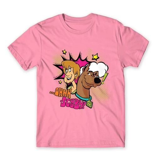 Világos rózsaszín Scooby-Doo férfi rövid ujjú póló - Ohhh Scooby!