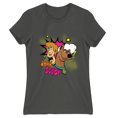 Sötétszürke Scooby-Doo női rövid ujjú póló - Ohhh Scooby!