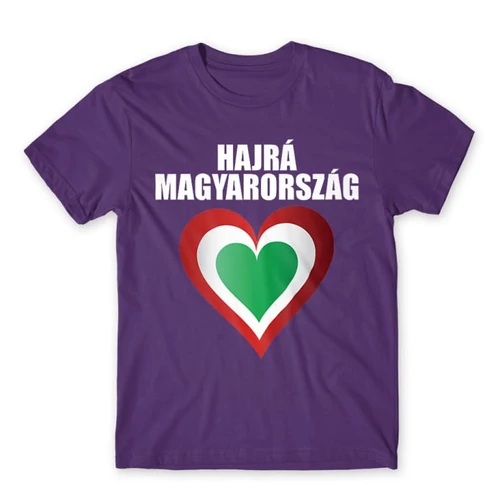 Sötétlila Hajrá Magyarország férfi rövid ujjú póló - Szív