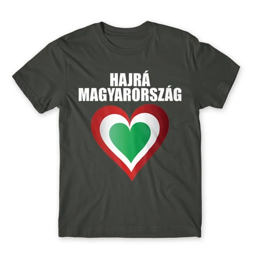 Sötétszürke Hajrá Magyarország férfi rövid ujjú póló - Szív