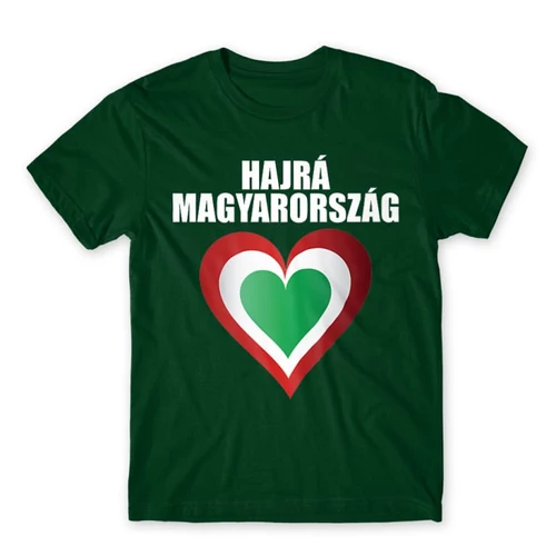 Sötétzöld Hajrá Magyarország férfi rövid ujjú póló - Szív