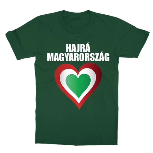 Sötétzöld Hajrá Magyarország gyerek rövid ujjú póló - Szív
