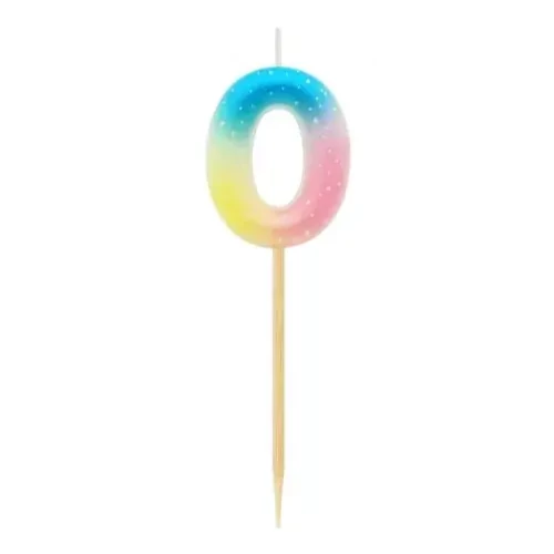0-ás számgyertya, tortagyertya - Színes Pastel Ombre